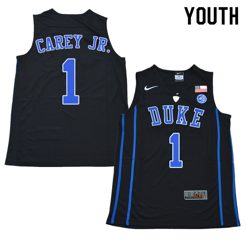 Youth #1 Vernon Carey Jr. Duke Blue Devils College Basketball Jerseys Sale-Black